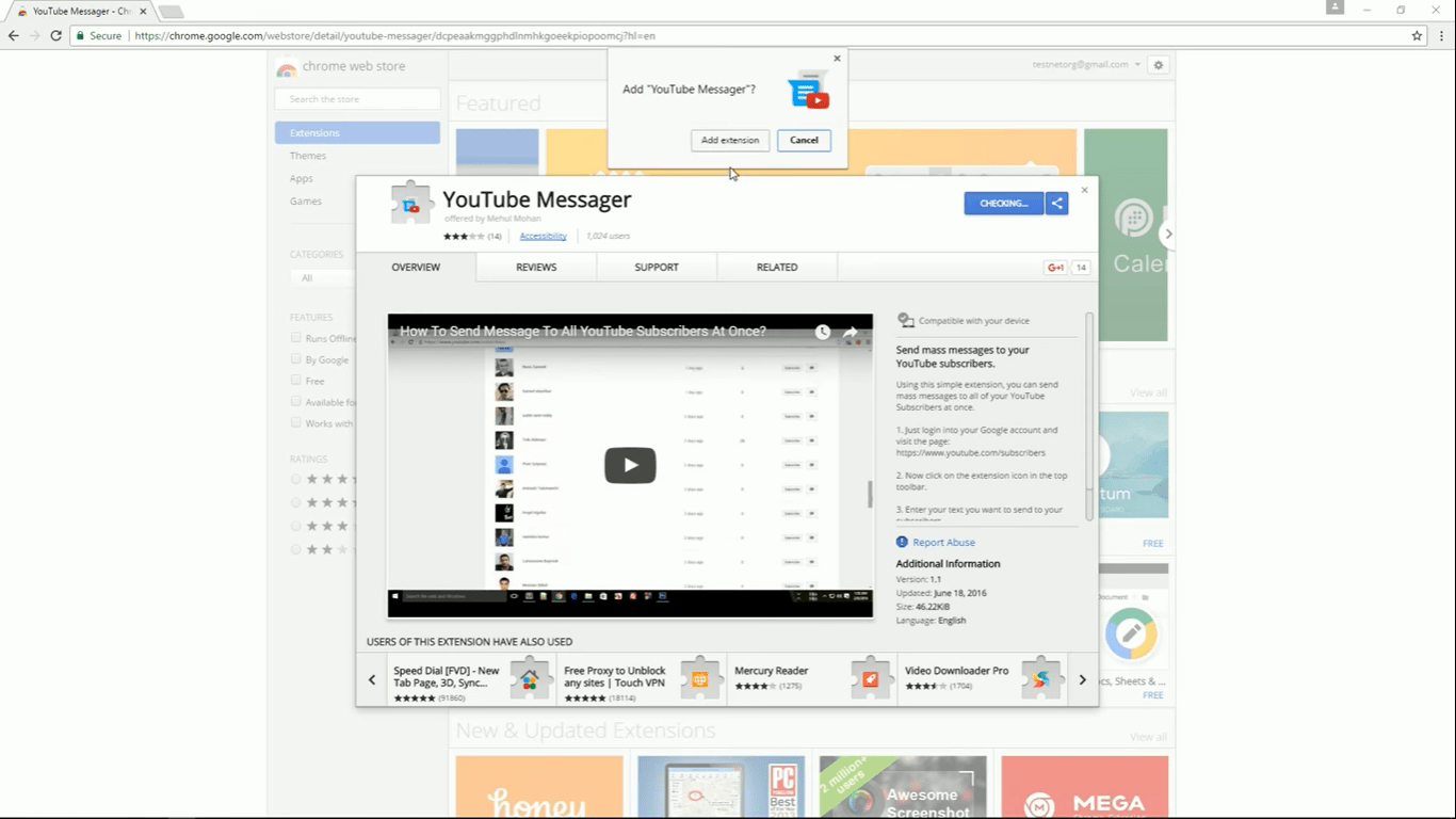 Youtube Messenger Chrome Extension
