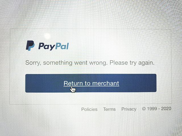 something went wrong with your paypal